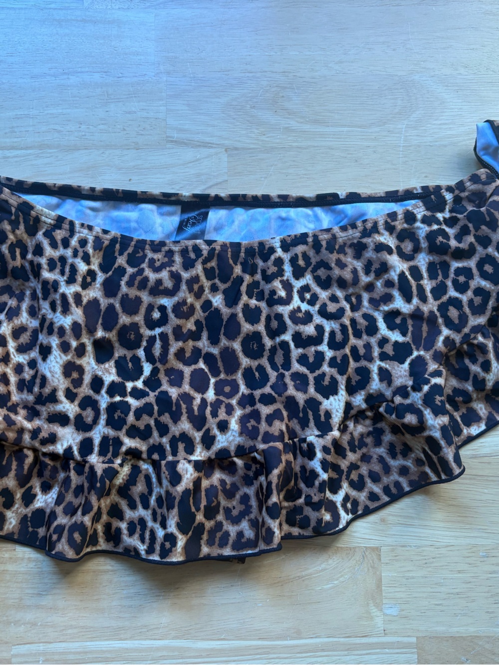 Olga Leopard Print Bikini Skirt - Brown & Black
